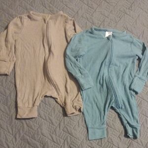Adorable Kids Footies Set - Blue and Tan​